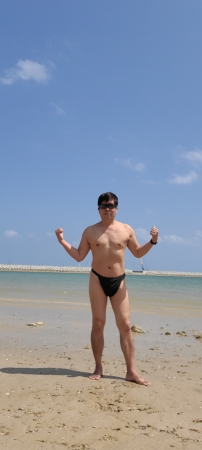 Me posing on Henoko beach in Nago city